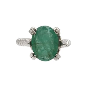 Sterling Emerald Ring Sz 5