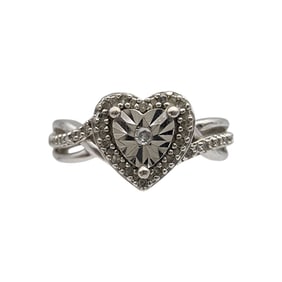 Sterling Diamond Ring Sz 7