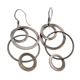 Sterling Silver Hoop Dangle Earrings