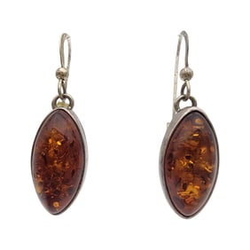 Vintage Sterling Amber Dangle Earrings