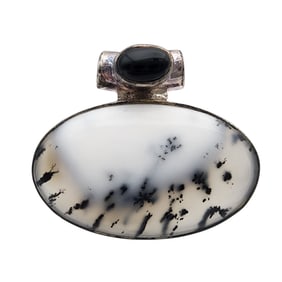 Sterling Dendritic Opal Slider Pendant