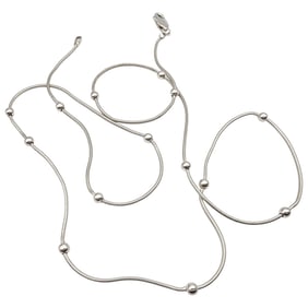 Sterling Silver Satellite Bead Chain Necklace