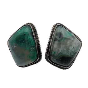 Vintage Sterling Moss Agate Earrings