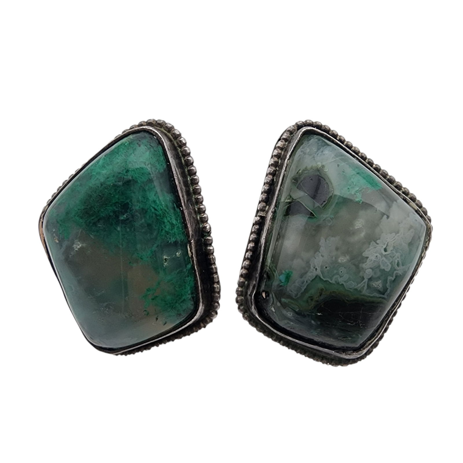 Vintage Sterling Moss Agate Earrings (1 of 3)