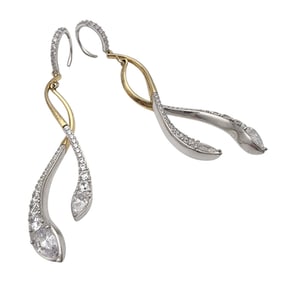 Sterling Rhinestone Twist Dangle Earrings