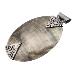 Vintage Sterling Abalone Shell Pendant