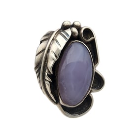 Signed CAH Sterling Amethyst Ring Sz 8
