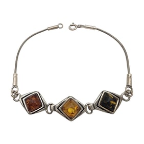 Sterling Amber Chain Bracelet