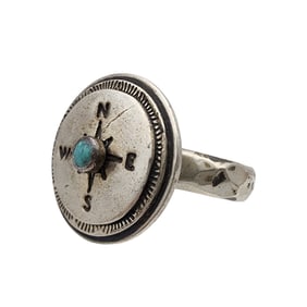 Sterling Turquoise Compass Ring Sz 9