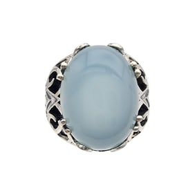 Sterling Blue Chalcedony Ring Sz 8