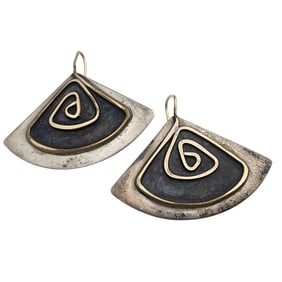 Signed Artisan Sterling Spiral Geometric Earrings