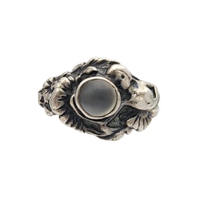 Vintage Sterling Cats Eye Art Nouveau Style Ring Sz 7