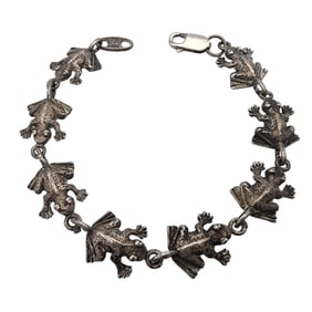 Signed Sterling Frog Link Bracelet