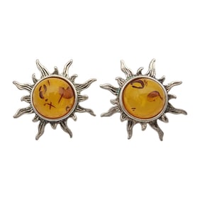 Sterling Amber Sun Earrings