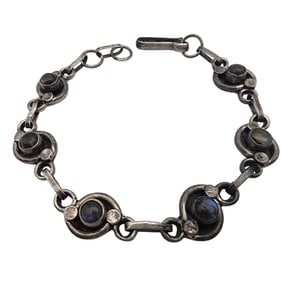 Vintage Sterling Labradorite Link Bracelet