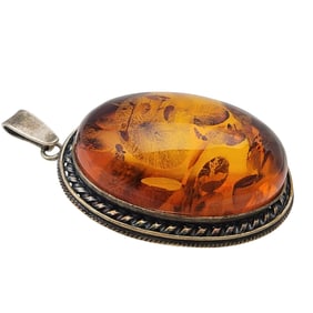 Vintage Sterling Amber Pendant
