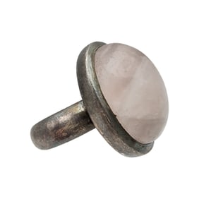 Vintage Sterling Rose Quartz Ring Sz 7