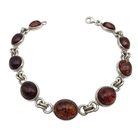 Sterling Amber Link Bracelet