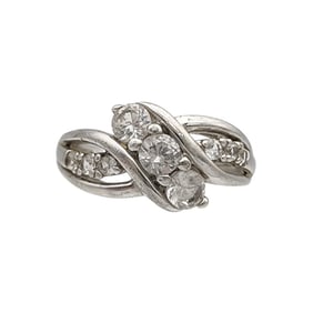 Sterling White Sapphire Ring Sz 7