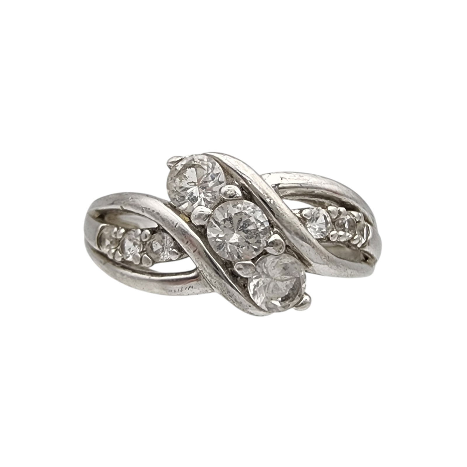 Sterling White Sapphire Ring Sz 7: Sterling White Sapphire? Ring Sz 7 - 4g - Note: Stones are testing in the sapphire/ruby range with the presidium gem tester