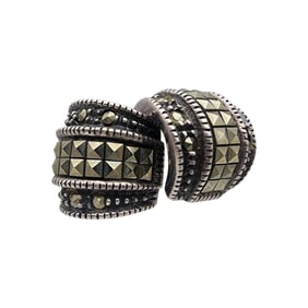 Judith Jack Sterling Curved Marcasite Earrings