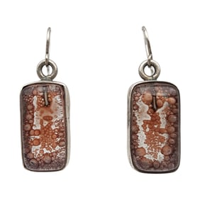 Vintage Sterling Art Glass Bar Earrings