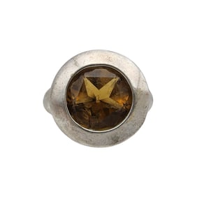 Signed Sterling Citrine Ring Sz 6