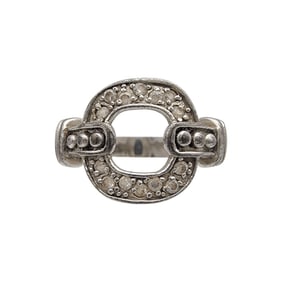 Sterling Rhinestone Buckle Ring Sz 9