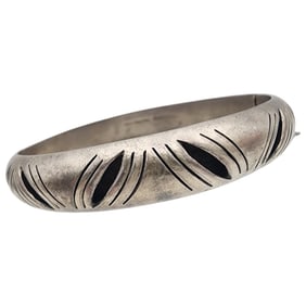 Vintage Sterling Silver Cutout Bangle Bracelet