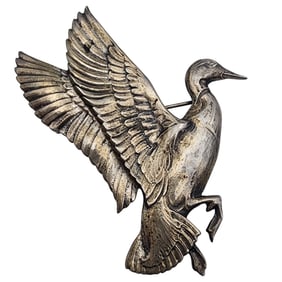 Lynn Bogue Hunt Vintage Sterling Mallard Duck in Flight Brooch