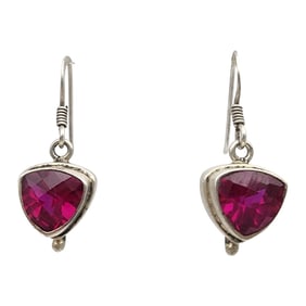 Sterling Ruby Dangle Earrings