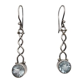 Sterling Topaz Twist Dangle Earrings