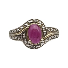 Gold over Sterling Ruby Ring Sz 8.25