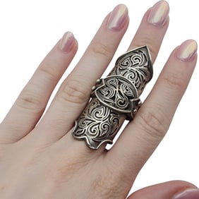 Incredible Sterling Articulated Armor Full Finger Ring