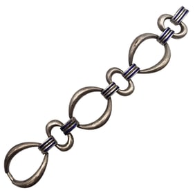 Signed Italian Arezzo Vintage Sterling Enamel Link Bracelet