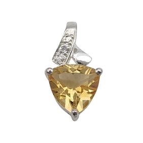 Sterling Citrine and Diamond Heart Pendant