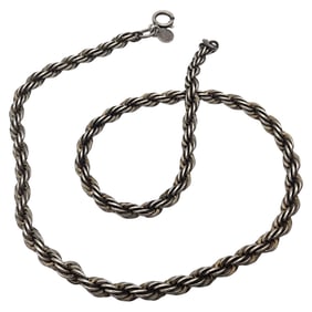 Signed Sterling Twisted Rope Chain Necklace