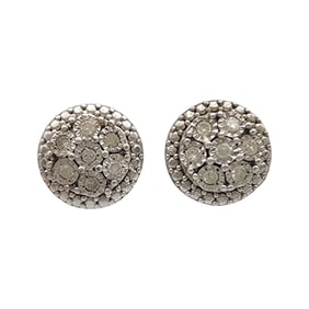 Sterling Diamond Stud Earrings