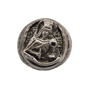 Vintage Sterling Ruby Figure Ring Sz 9.5