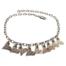 Sterling Textured Heart Link Bracelet/Anklet