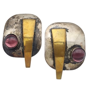 Vintage Sterling Artisan Modernist Earrings