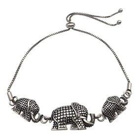 Sterling Elephant Adjustable Box Chain Bracelet