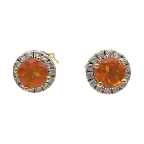 Gold over Sterling Orange Halo Earrings