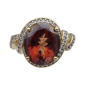 Gold over Sterling Garnet Ring Sz 10