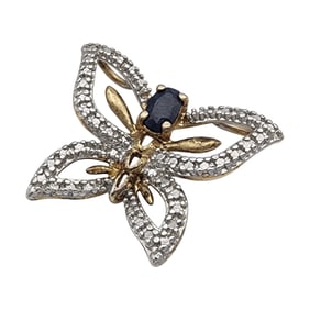 Ross Simons Gold over Sterling Sapphire Butterfly Pendant