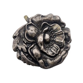 Signed Vintage Sterling Art Nouveau Poppy Flower Pendant Brooch