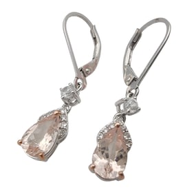 Sterling Morganite and Spinel Dangle Earrings