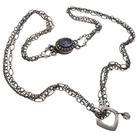 Vintage Sterling Amethyst Multistrand Chain Necklace