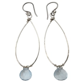Sterling Topaz Hoop Dangle Earrings