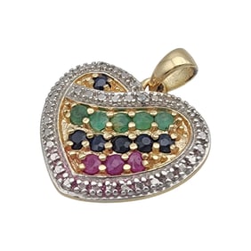 Gold over Sterling Gemstone Heart Pendant